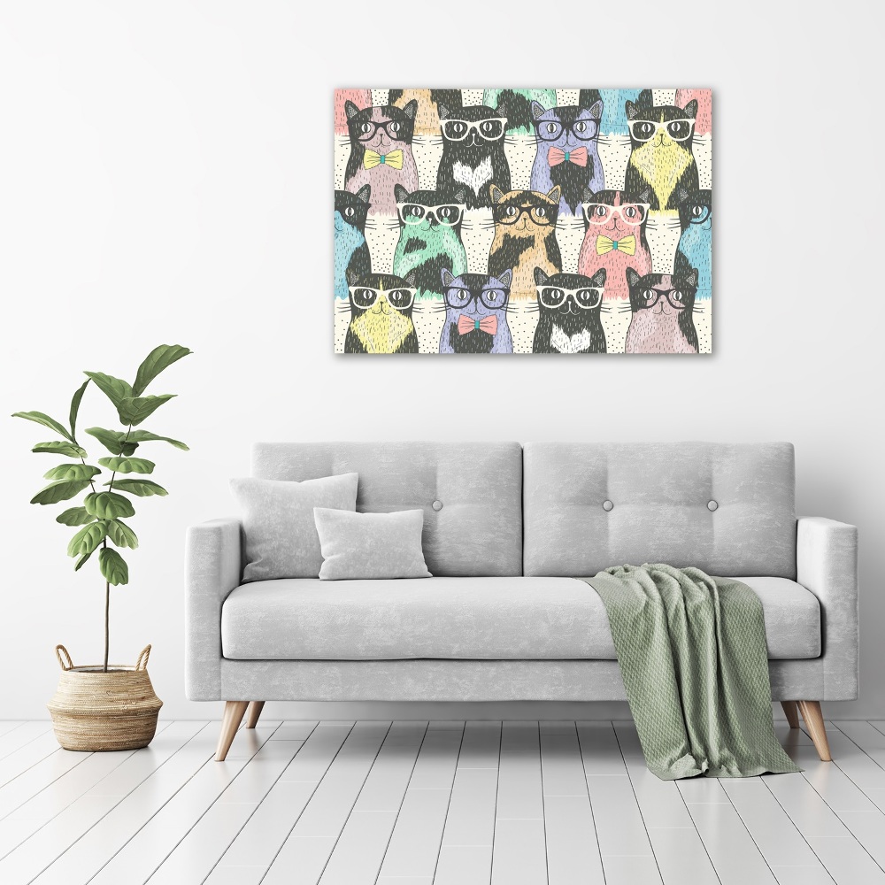 Glass acrylic wall art Cats with glasses