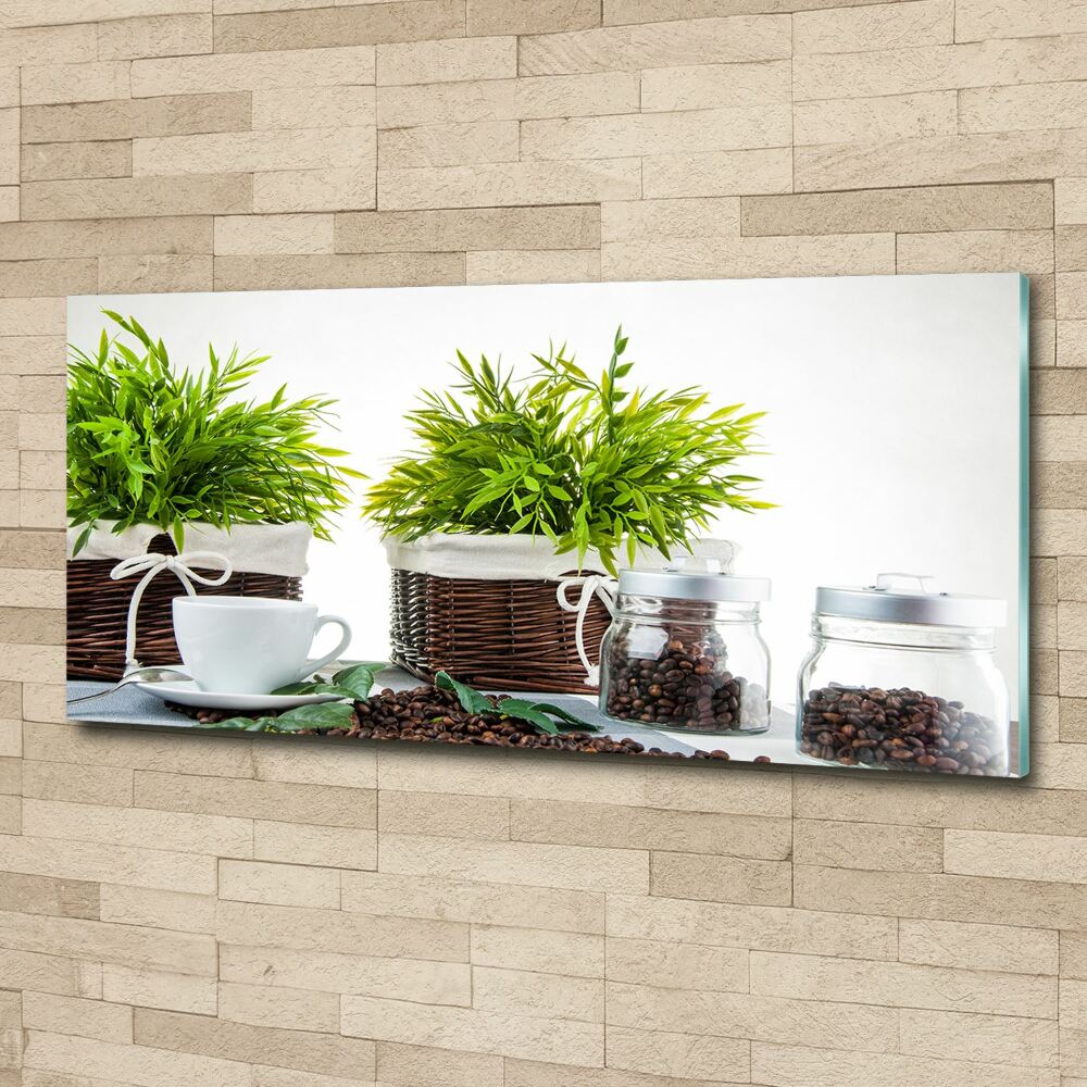 Acrylic wall picture House motive with coffee