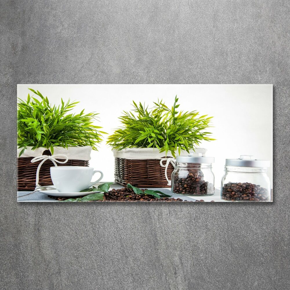 Acrylic wall picture House motive with coffee