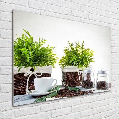 Acrylic wall picture House motive with coffee