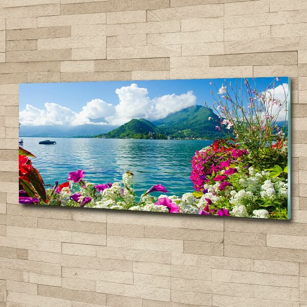 Acrylic wall art Flowers at the lake