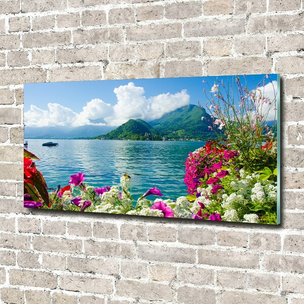 Acrylic wall art Flowers at the lake