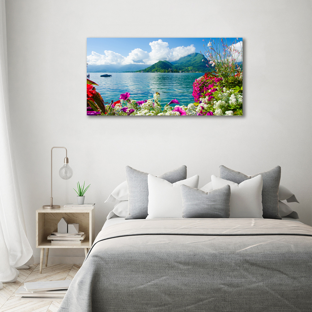 Acrylic wall art Flowers at the lake