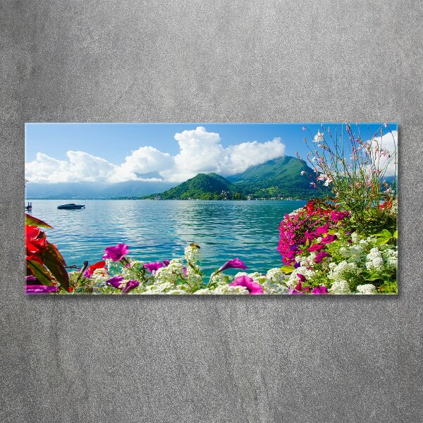 Acrylic wall art Flowers at the lake