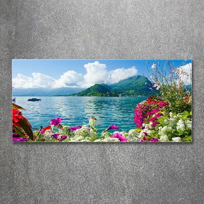 Acrylic wall art Flowers at the lake