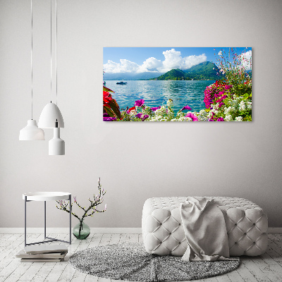 Acrylic wall art Flowers at the lake