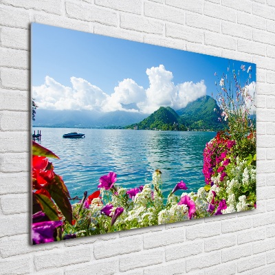 Acrylic wall art Flowers at the lake