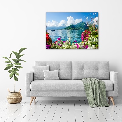 Acrylic wall art Flowers at the lake