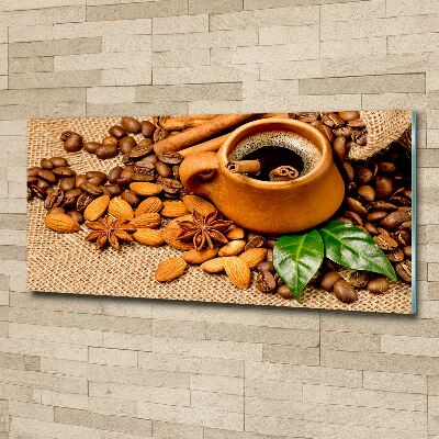 Acrylic wall picture Coffee beans and mug