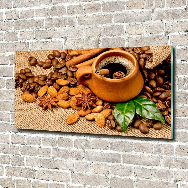 Acrylic wall picture Coffee beans and mug