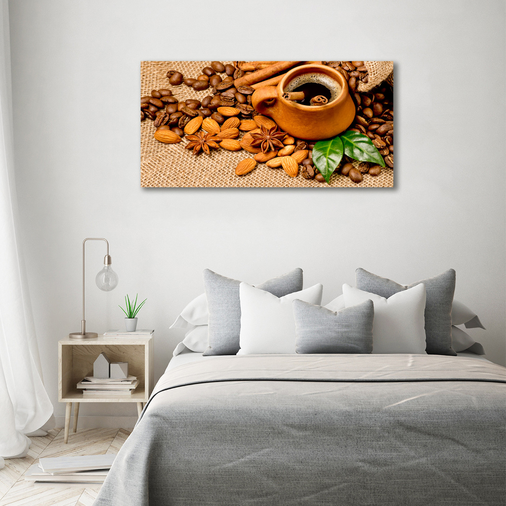 Acrylic wall picture Coffee beans and mug