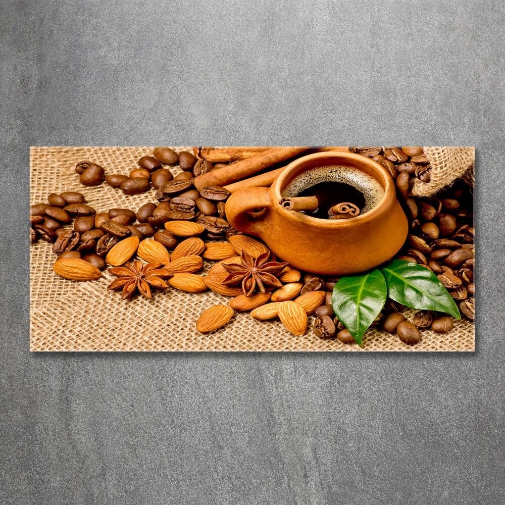 Acrylic wall picture Coffee beans and mug