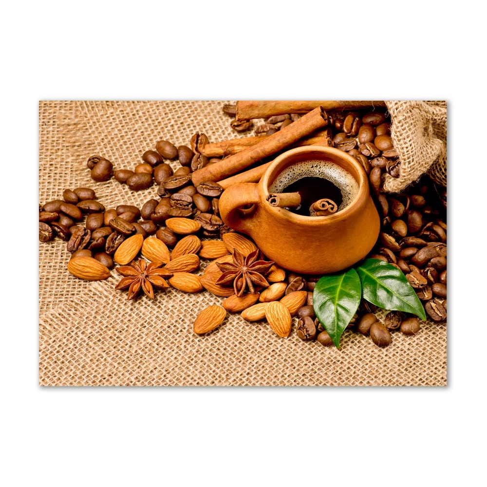 Acrylic wall picture Coffee beans and mug