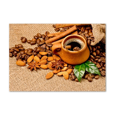 Acrylic wall picture Coffee beans and mug