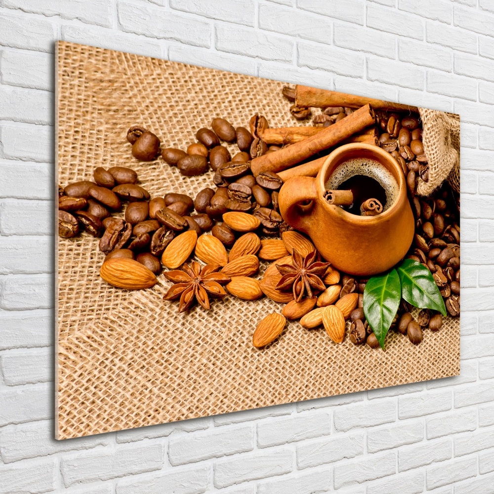 Acrylic wall picture Coffee beans and mug