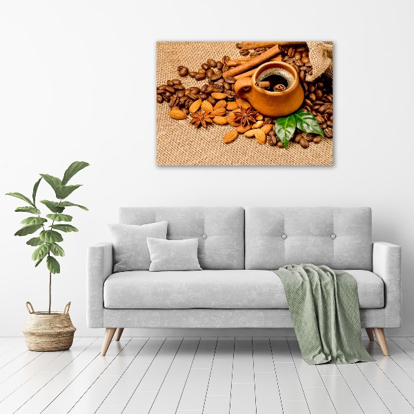 Acrylic wall picture Coffee beans and mug