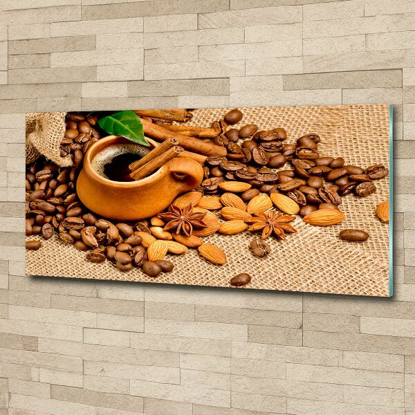 Acrylic wall picture Coffee beans and mug