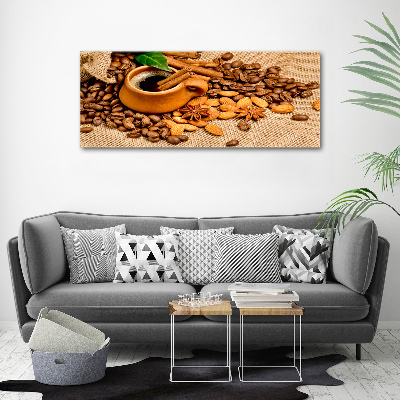 Acrylic wall picture Coffee beans and mug