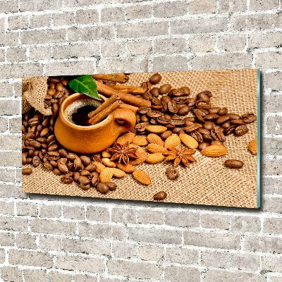 Acrylic wall picture Coffee beans and mug