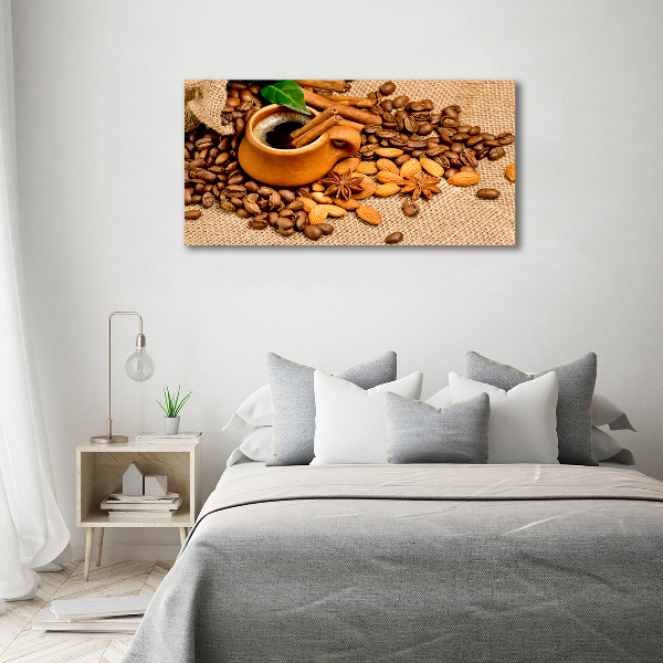 Acrylic wall picture Coffee beans and mug