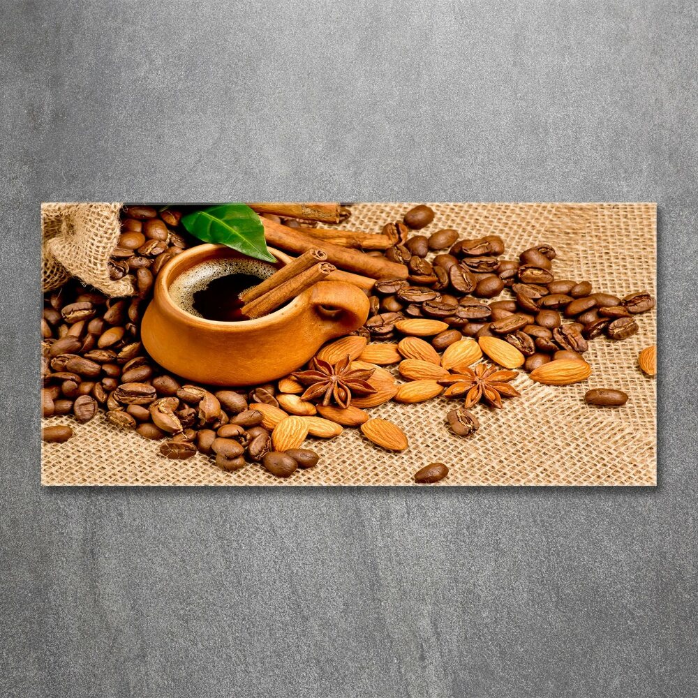 Acrylic wall picture Coffee beans and mug