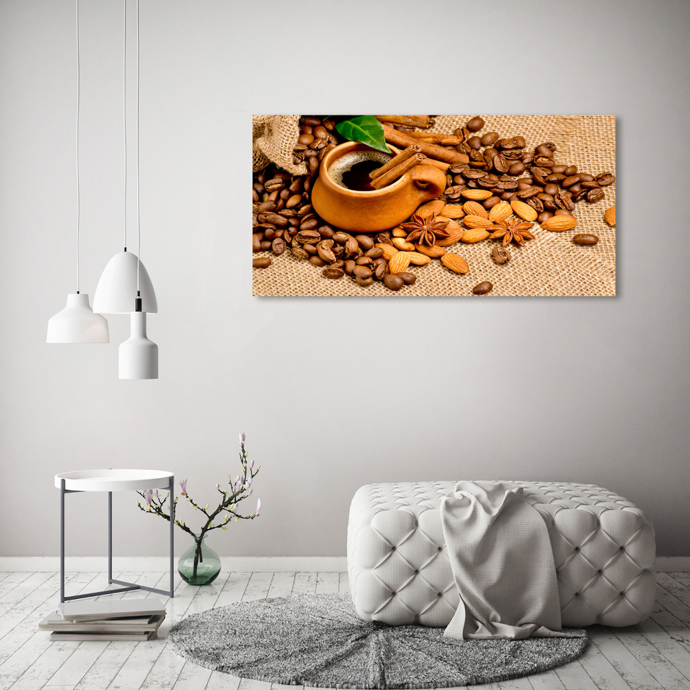 Acrylic wall picture Coffee beans and mug