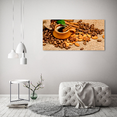 Acrylic wall picture Coffee beans and mug