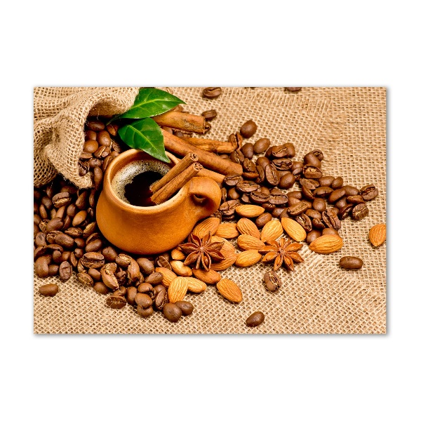 Acrylic wall picture Coffee beans and mug