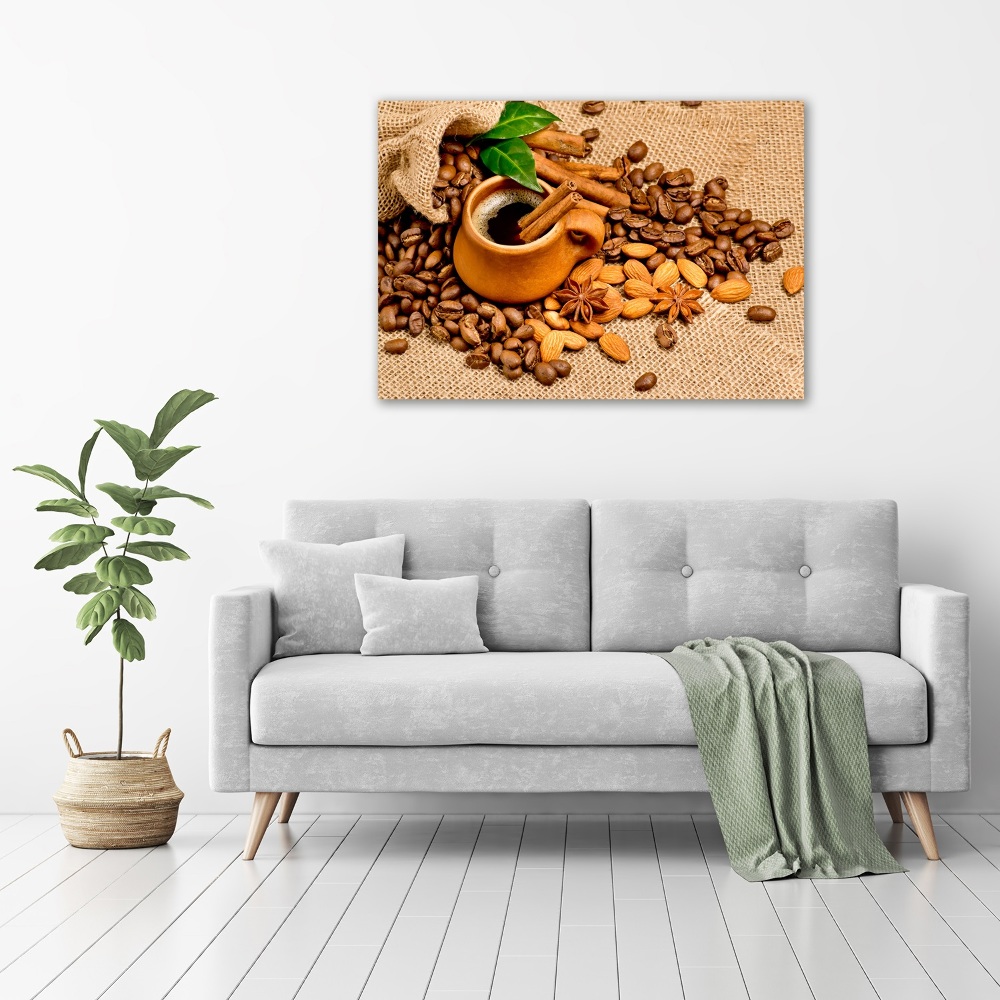 Acrylic wall picture Coffee beans and mug