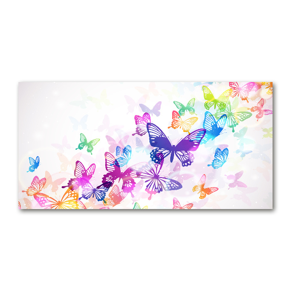 Glass acrylic wall art Colorful butterflies