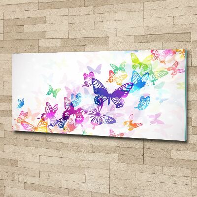 Glass acrylic wall art Colorful butterflies