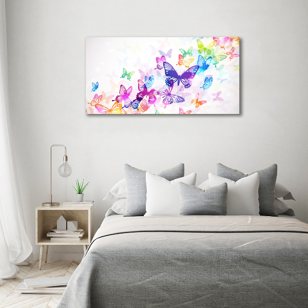 Glass acrylic wall art Colorful butterflies