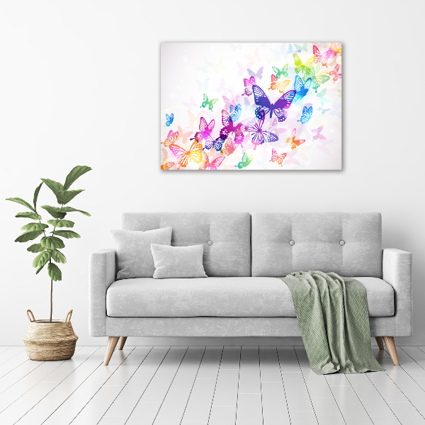 Glass acrylic wall art Colorful butterflies