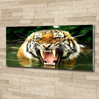 Glass acrylic wall art Roaring tiger