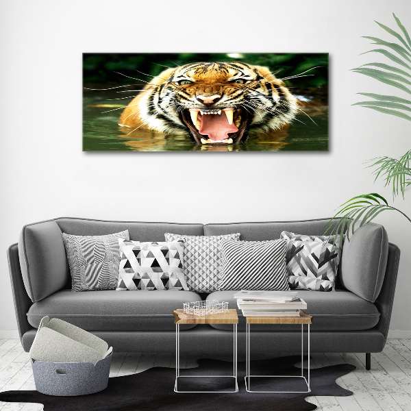 Glass acrylic wall art Roaring tiger