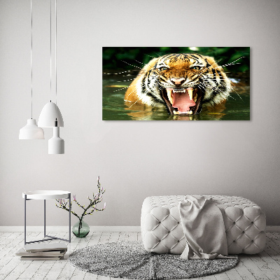 Glass acrylic wall art Roaring tiger