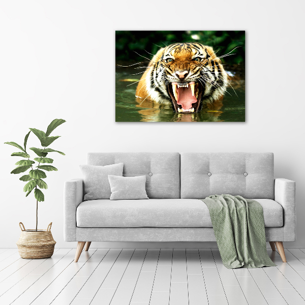 Glass acrylic wall art Roaring tiger