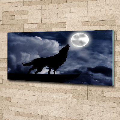 Glass acrylic wall art A howling wolf full