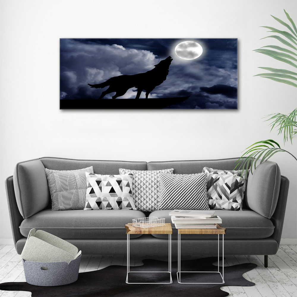 Glass acrylic wall art A howling wolf full