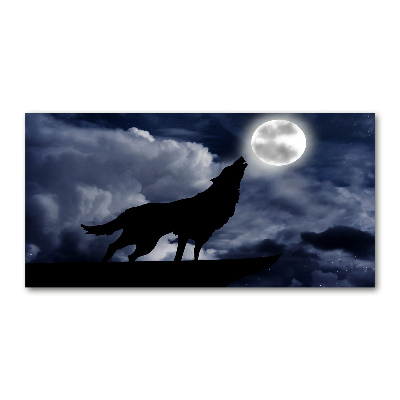 Glass acrylic wall art A howling wolf full