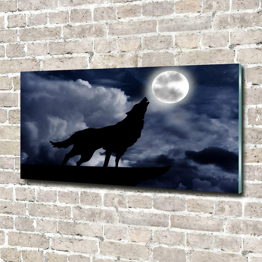 Glass acrylic wall art A howling wolf full