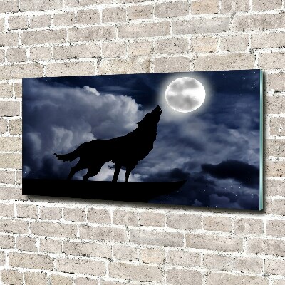 Glass acrylic wall art A howling wolf full