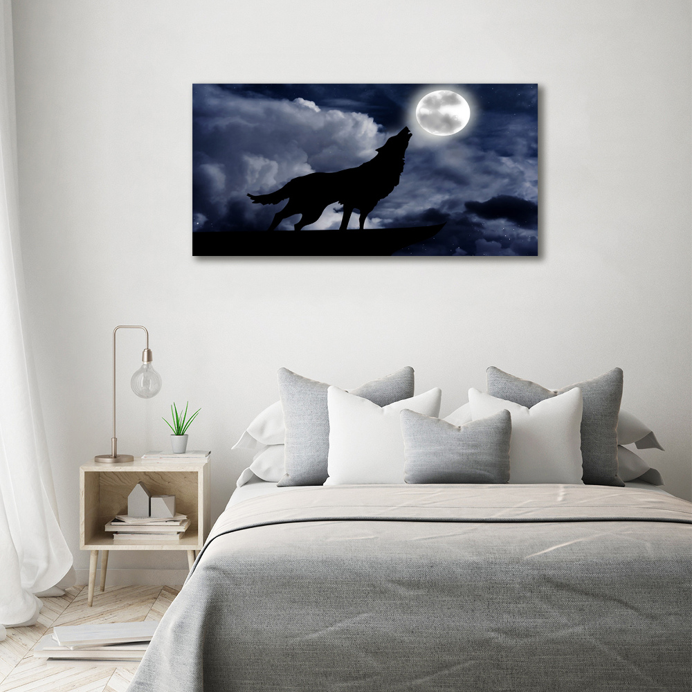 Glass acrylic wall art A howling wolf full