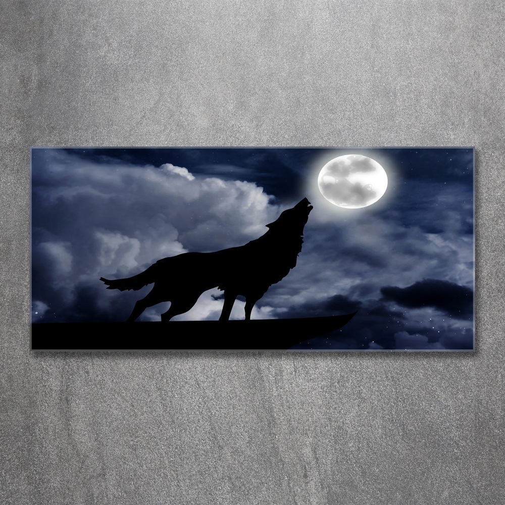 Glass acrylic wall art A howling wolf full