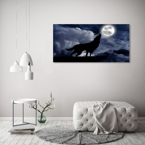 Glass acrylic wall art A howling wolf full