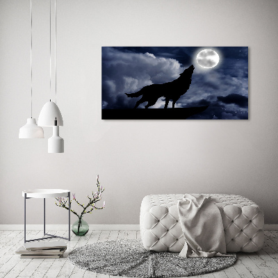 Glass acrylic wall art A howling wolf full