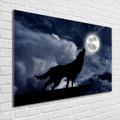 Glass acrylic wall art A howling wolf full