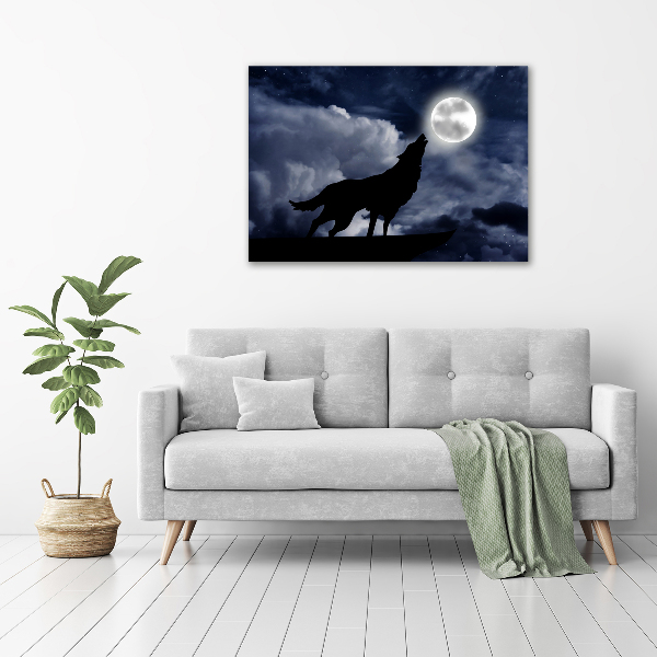 Glass acrylic wall art A howling wolf full