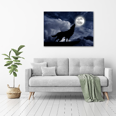 Glass acrylic wall art A howling wolf full