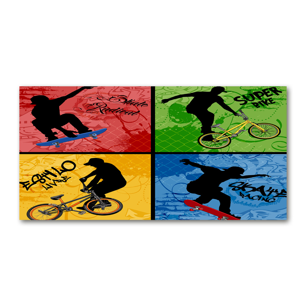 Wall art acrylic Bicycle and skateboard